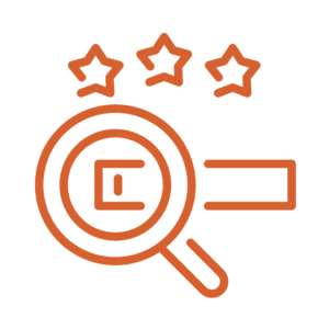 orange icon of search bar with three stars above