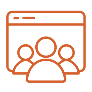 orange icon of three people and a web browser window