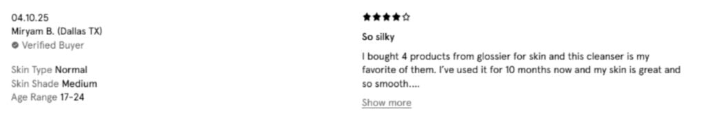 Product reviews on product page